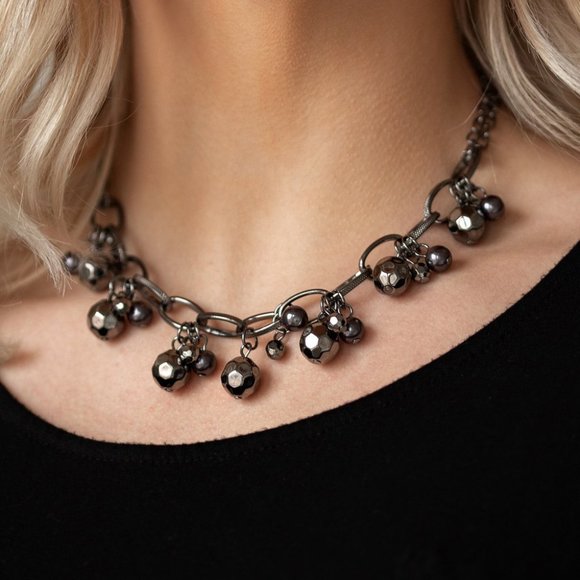 3/$20 Paparazzi Malibu Movement Black Gunmetal Bead Necklace and Earring Set